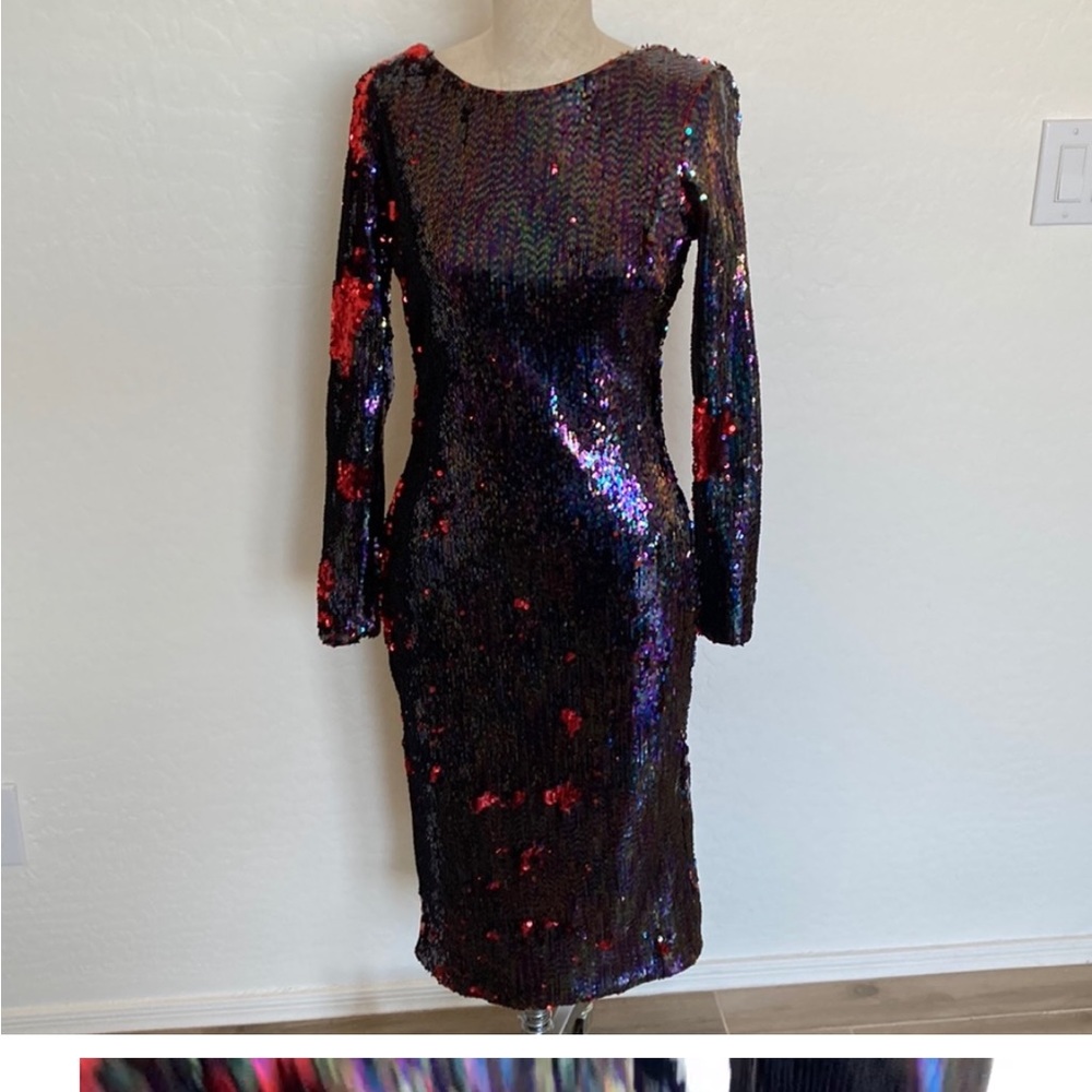 Dress The Population M Emery rainbow sequin dress
